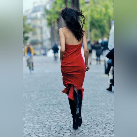 NWT ZARA VELVET MIDI DRESS - Picture 12 of 15